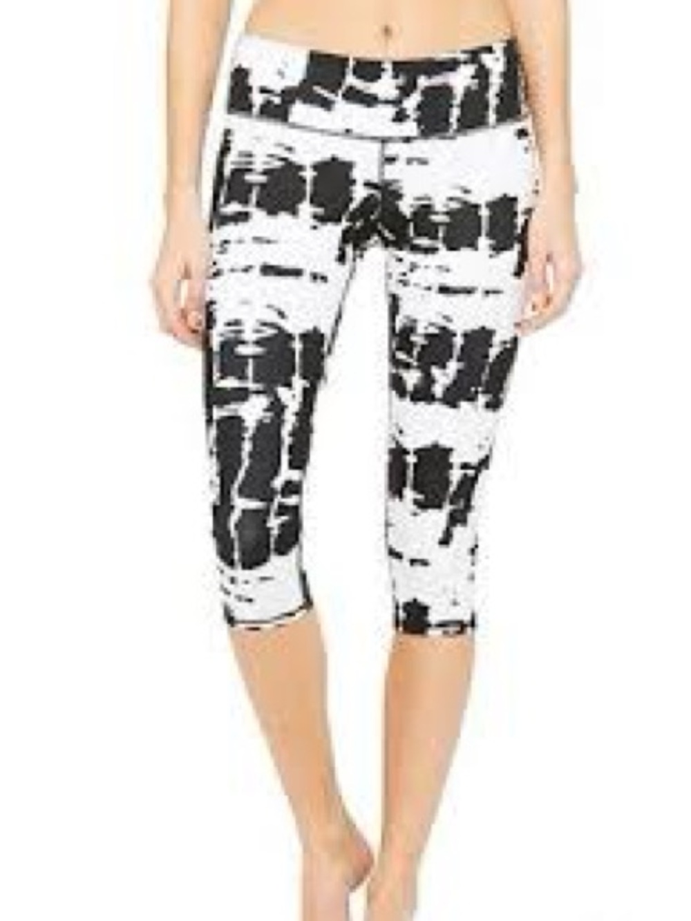 Alo Yoga Black & White Tie-Dye Capri Leggings - Size S